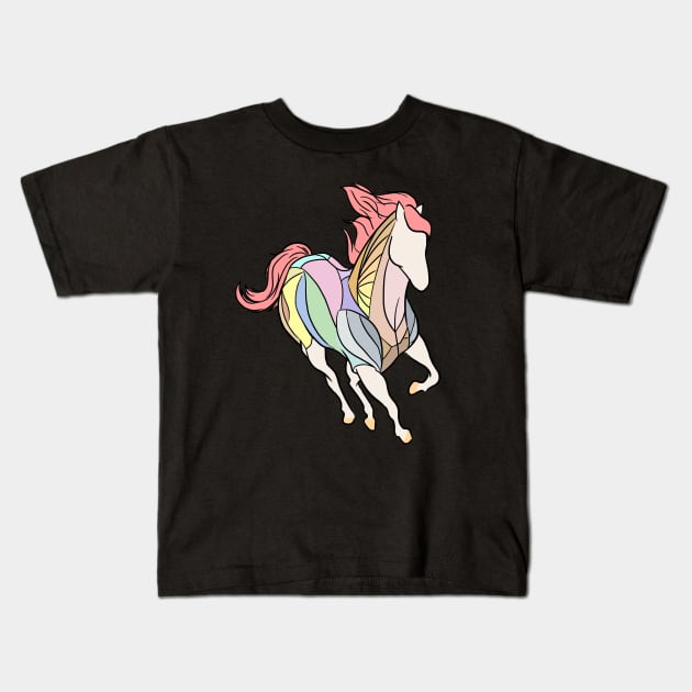 Multi-colored Horse Kids T-Shirt by quenguyen